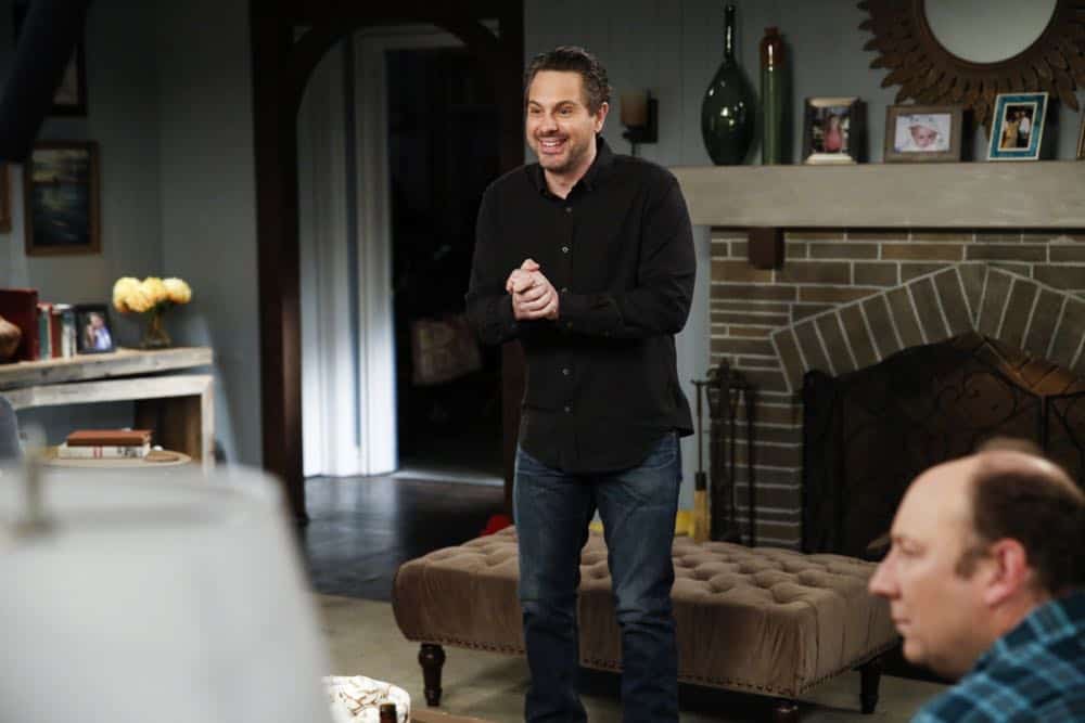 "Sitter Dating Sister Mattress" -- Jen and Greg go to great lengths to find the perfect babysitter for Lark. Also, John becomes testy when shopping for a mattress and Joan realizes the unusual source of his aggravation; Heather learns information about Samantha's boyfriend that she isn't sure she should reveal; and Matt believes he may have a history with Colleen's sister after he meets her for the first time, on LIFE IN PIECES, Thursday, April 12 (9:30-10:00 PM, ET/PT) on the CBS Television Network. Pictured: Thomas Sadoski (Matt Short) Photo: Cliff Lipson/CBS é2018 CBS Broadcasting, Inc. All Rights Reserved