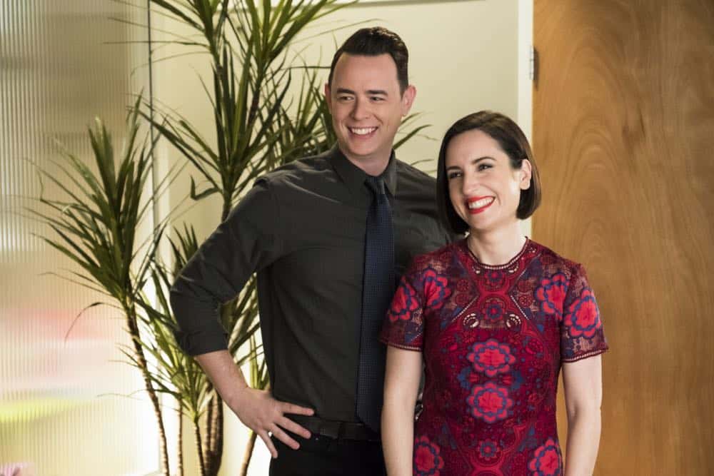 "Sitter Dating Sister Mattress" -- Jen and Greg go to great lengths to find the perfect babysitter for Lark. Also, John becomes testy when shopping for a mattress and Joan realizes the unusual source of his aggravation; Heather learns information about Samantha's boyfriend that she isn't sure she should reveal; and Matt believes he may have a history with Colleen's sister after he meets her for the first time, on LIFE IN PIECES, Thursday, April 12 (9:30-10:00 PM, ET/PT) on the CBS Television Network. Pictured: Colin Hanks (Greg Short), Zoe Lister-Jones (Jen Short) Photo: Jessica Brooks/CBS é2018 CBS Broadcasting, Inc. All Rights Reserved