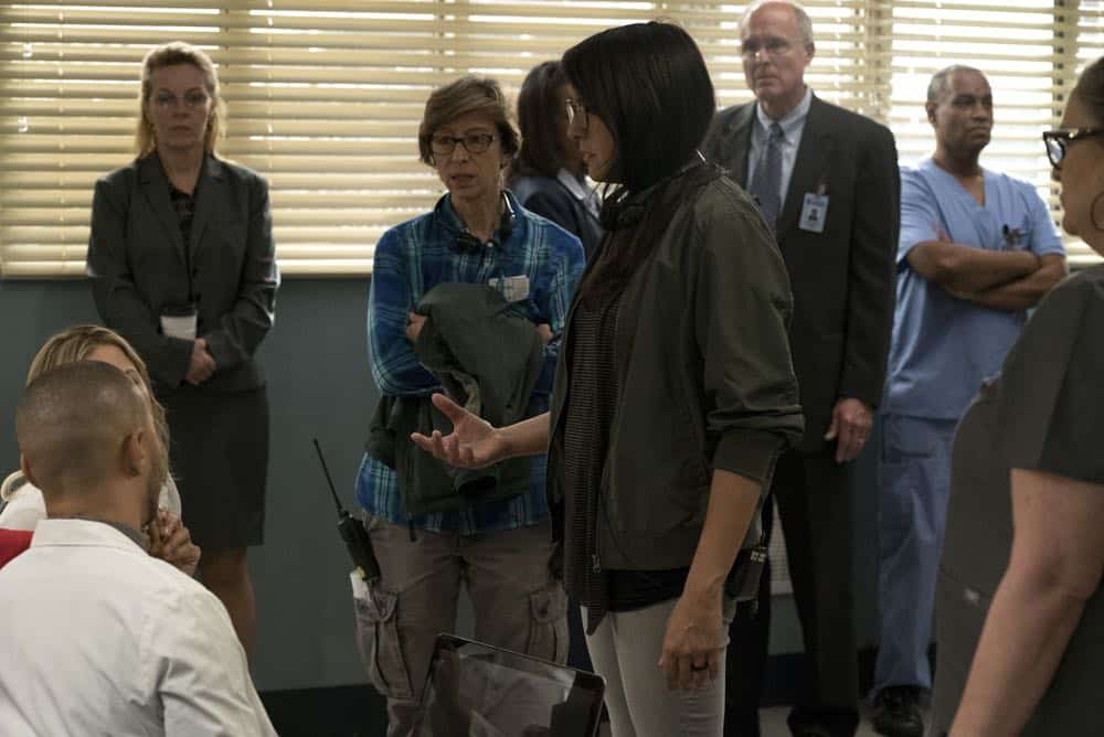 GREY'S ANATOMY - "Judgment Day" - During presentations on Grey Sloan Surgical Innovation Prototypes Day, Arizona shares some cookies from an appreciative patient that, unbeknownst to her, contain a special ingredient. Meanwhile, Catherine reveals some shocking details to Jackson about his grandfather's past; and Jo steps in mid-operation on a major surgery after Bailey and Meredith are down for the count, on "Grey's Anatomy," THURSDAY, APRIL 19 (8:00-9:00 p.m. EDT), on The ABC Television Network. (ABC/Byron Cohen) SYDNEY FREELAND (DIRECTOR)