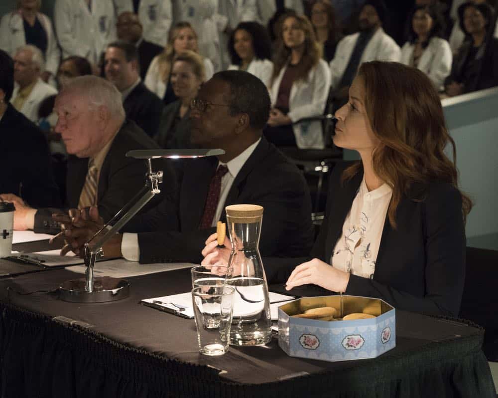 GREY'S ANATOMY - "Judgment Day" - During presentations on Grey Sloan Surgical Innovation Prototypes Day, Arizona shares some cookies from an appreciative patient that, unbeknownst to her, contain a special ingredient. Meanwhile, Catherine reveals some shocking details to Jackson about his grandfather's past; and Jo steps in mid-operation on a major surgery after Bailey and Meredith are down for the count, on "Grey's Anatomy," THURSDAY, APRIL 19 (8:00-9:00 p.m. EDT), on The ABC Television Network. (ABC/Byron Cohen) SARAH DREW GREY'S ANATOMY - "Judgment Day" - During presentations on Grey Sloan Surgical Innovation Prototypes Day, Arizona shares some cookies from an appreciative patient that, unbeknownst to her, contain a special ingredient. Meanwhile, Catherine reveals some shocking details to Jackson about his grandfather's past; and Jo steps in mid-operation on a major surgery after Bailey and Meredith are down for the count, on "Grey's Anatomy," THURSDAY, APRIL 19 (8:00-9:00 p.m. EDT), on The ABC Television Network. (ABC/Byron Cohen) SARAH DREW