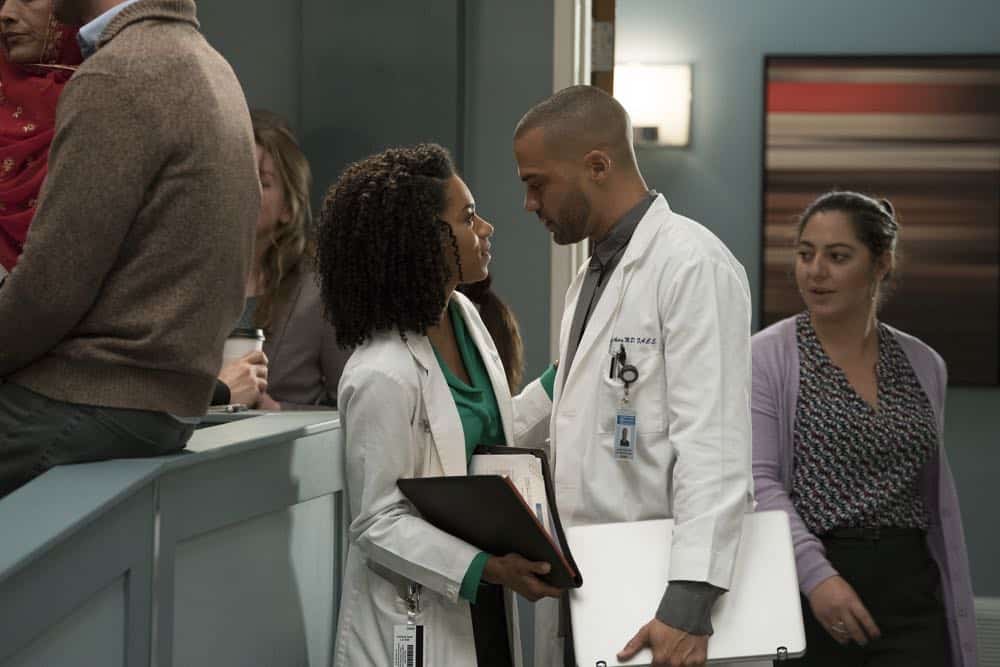 GREY'S ANATOMY - "Judgment Day" - During presentations on Grey Sloan Surgical Innovation Prototypes Day, Arizona shares some cookies from an appreciative patient that, unbeknownst to her, contain a special ingredient. Meanwhile, Catherine reveals some shocking details to Jackson about his grandfather's past; and Jo steps in mid-operation on a major surgery after Bailey and Meredith are down for the count, on "Grey's Anatomy," THURSDAY, APRIL 19 (8:00-9:00 p.m. EDT), on The ABC Television Network. (ABC/Byron Cohen) KELLY MCCREARY, JESSE WILLIAMS