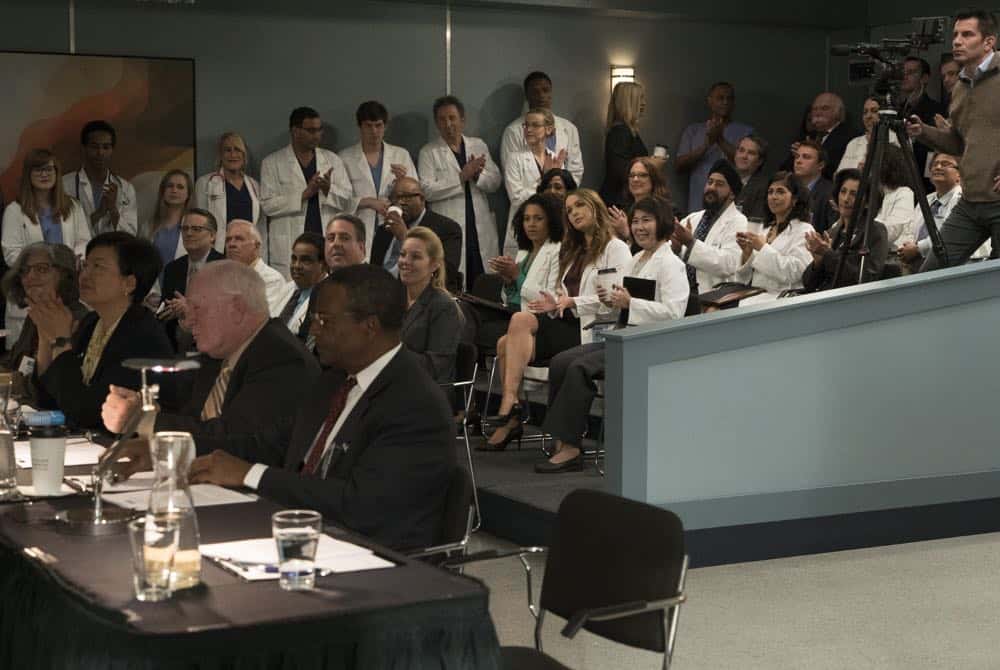 GREY'S ANATOMY - "Judgment Day" - During presentations on Grey Sloan Surgical Innovation Prototypes Day, Arizona shares some cookies from an appreciative patient that, unbeknownst to her, contain a special ingredient. Meanwhile, Catherine reveals some shocking details to Jackson about his grandfather's past; and Jo steps in mid-operation on a major surgery after Bailey and Meredith are down for the count, on "Grey's Anatomy," THURSDAY, APRIL 19 (8:00-9:00 p.m. EDT), on The ABC Television Network. (ABC/Byron Cohen) KELLY MCCREARY, CAMILLA LUDDINGTON