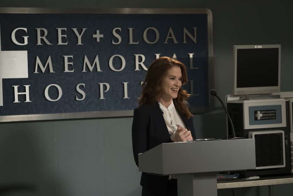 GREY'S ANATOMY - "Judgment Day" - During presentations on Grey Sloan Surgical Innovation Prototypes Day, Arizona shares some cookies from an appreciative patient that, unbeknownst to her, contain a special ingredient. Meanwhile, Catherine reveals some shocking details to Jackson about his grandfather's past; and Jo steps in mid-operation on a major surgery after Bailey and Meredith are down for the count, on "Grey's Anatomy," THURSDAY, APRIL 19 (8:00-9:00 p.m. EDT), on The ABC Television Network. (ABC/Byron Cohen) SARAH DREW