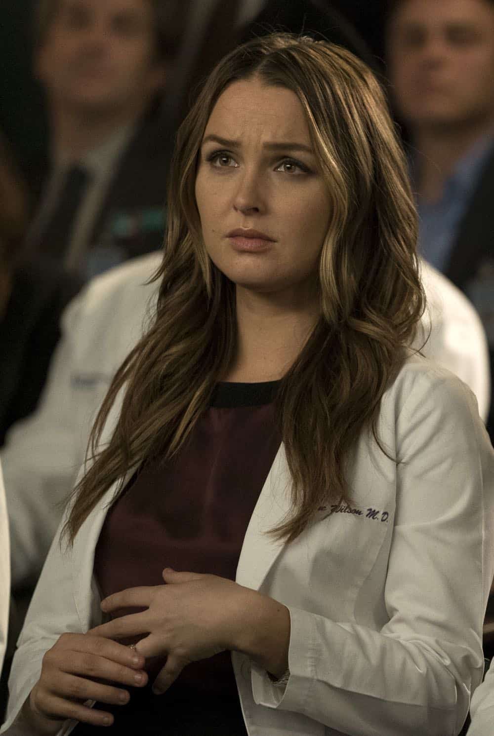 GREY'S ANATOMY - "Judgment Day" - During presentations on Grey Sloan Surgical Innovation Prototypes Day, Arizona shares some cookies from an appreciative patient that, unbeknownst to her, contain a special ingredient. Meanwhile, Catherine reveals some shocking details to Jackson about his grandfather's past; and Jo steps in mid-operation on a major surgery after Bailey and Meredith are down for the count, on "Grey's Anatomy," THURSDAY, APRIL 19 (8:00-9:00 p.m. EDT), on The ABC Television Network. (ABC/Byron Cohen) CAMILLA LUDDINGTON