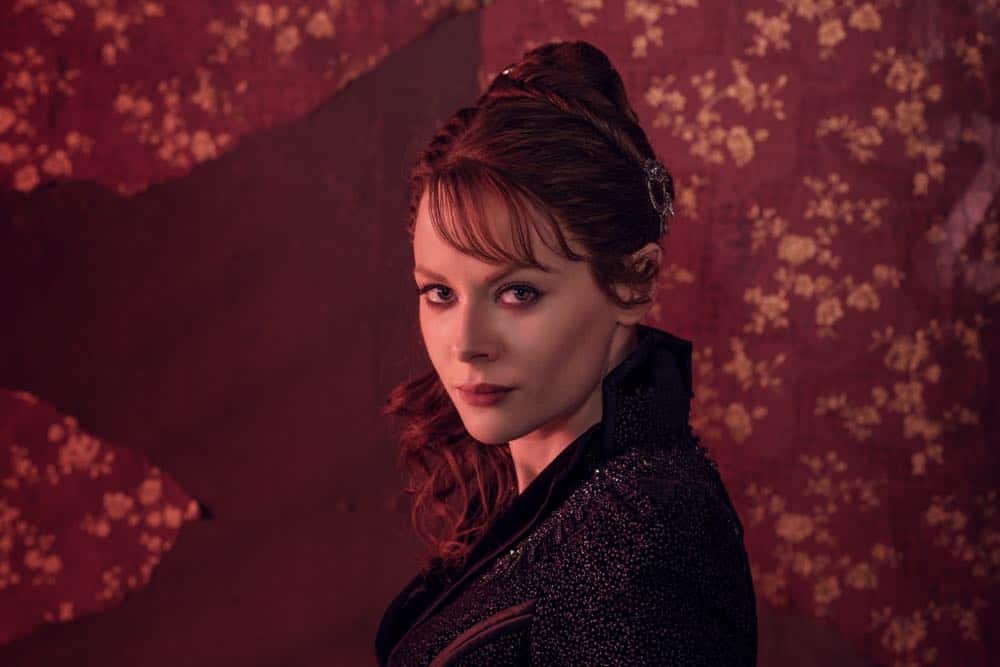 Emily Beecham as The Widow - Into the Badlands _ Season 3, Gallery - Photo Credit: Alan Clarke/AMC Emily Beecham as The Widow - Into the Badlands _ Season 3, Gallery - Photo Credit: Alan Clarke/AMC
