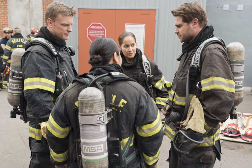 STATION 19 - "Stronger Together" - Andy, Jack and 18 other candidates take the captaincy drill test, gunning for one spot as captain of Station 19. Meanwhile, Travis is serving as acting captain while Andy and Jack are away for the day; and Ben confronts Vic about her fears, on "Station 19," THURSDAY, APRIL 19 (9:00-10:00 p.m. EDT), on The ABC Television Network. (ABC/Eric McCandless) BRAD BEYER, JAINA LEE ORTIZ, GREY DAMON