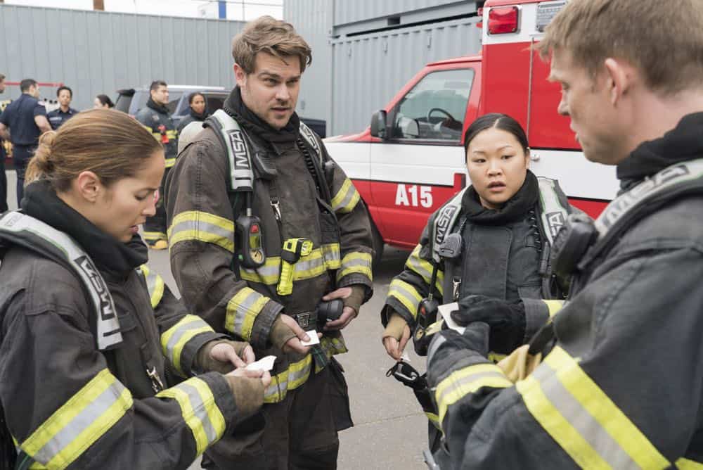 STATION 19 - "Stronger Together" - Andy, Jack and 18 other candidates take the captaincy drill test, gunning for one spot as captain of Station 19. Meanwhile, Travis is serving as acting captain while Andy and Jack are away for the day; and Ben confronts Vic about her fears, on "Station 19," THURSDAY, APRIL 19 (9:00-10:00 p.m. EDT), on The ABC Television Network. (ABC/Eric McCandless) JAINA LEE ORTIZ, GREY DAMON, JEE YOUNG HAN, BRAD BEYER