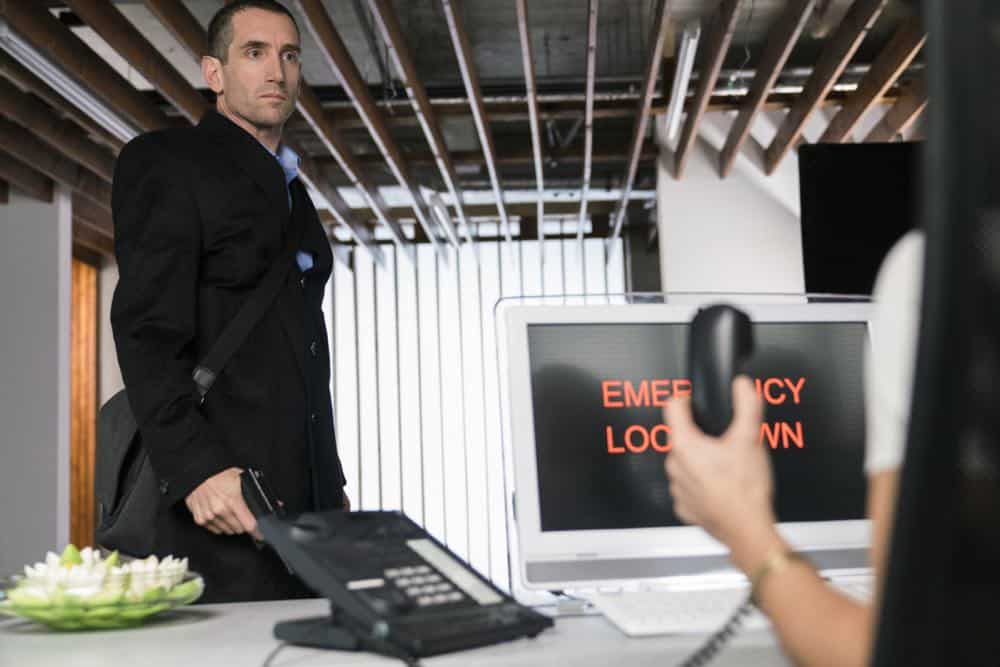 "Alters" -- As Eric and Zara provide risk assessment services at an investment bank, they are taken hostage by a gunman targeting a low-level accountant, and Eric must negotiate for their release, on RANSOM, Saturday, April 14 (8:00-9:00 PM, ET/PT) on the CBS Television Network. Pictured: Gord Rand (Jordan Jones) Photo: Dávid Lukács é 2018 Ransom Television Productions Inc.