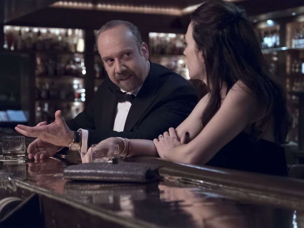 Paul Giamatti as Chuck Rhoades and Maggie Siff as Wendy Rhoades in BILLIONS (Season 3, Episode 04, "Hell of a Ride"). - Photo: Jeff Neumann/SHOWTIME - Photo ID: BILLIONS_304_112.R.jpg