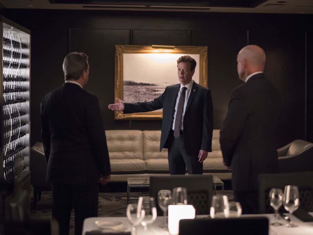 Beau Bridges as Vice President Marlin and Dylan Baker as Senator Paley in HOMELAND (Season 7, Episode 10, "Clarity"). - Photo: Antony Platt/SHOWTIME