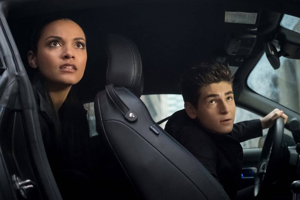 GOTHAM: L-R: Jessica Lucas and David Mazouz in the "A Dark Knight: To Our Deaths and Beyond" episode of GOTHAM airing Thursday, April 19 (8:00-9:00 PM ET/PT) on FOX. ©2018 Fox Broadcasting Co. Cr: FOX