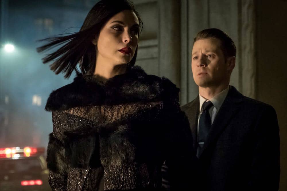 GOTHAM: L-R: Morena Baccarin and Ben McKenzie in the "A Dark Knight: To Our Deaths and Beyond" episode of GOTHAM airing Thursday, April 19 (8:00-9:00 PM ET/PT) on FOX. ©2018 Fox Broadcasting Co. Cr: FOX