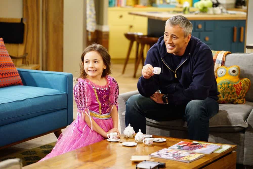 "King For a Day" -- Adam is determined to figure out what Andi's hiding when he discovers she's been keeping secrets from him for his own good, on MAN WITH A PLAN, Monday, April 16 (8:30-9:00 PM, ET/PT) on the CBS Television Network. Pictured (L-R) Hala Finley as Emme Burns and Matt LeBlanc as Adam Burns Photo: Sonja Flemming/CBS é2018 CBS Broadcasting, Inc. All Rights Reserved