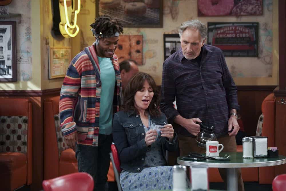"Pedal to the Meddle"--Arthur's offer to teach Franco to drive hits a speed bump when a cop catches Arthur with an expired license. Also, Tush prepares to attend a princely wedding for his friend Harry, on SUPERIOR DONUTS, Monday, April 16 (9:00-9:30 PM, ET/PT), on the CBS Television Network. Pictured L-R: Jermaine Fowler as Franco, Katey Sagal as Randy, and Jermaine Fowler as Franco Photo: Ron P. Jaffe/CBS é2018 CBS Broadcasting, Inc. All Rights Reserved