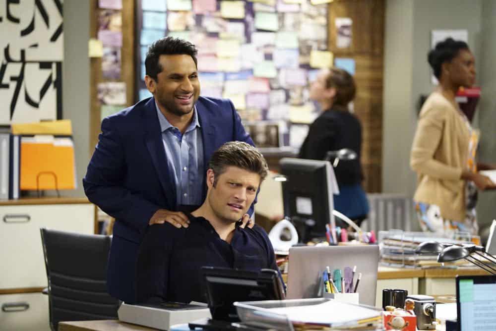 ÃÂShow HospitalityààChip and LeslieÃÂs patience is tested when they invite Rabbi Gil to stay with them after he discovers his wife is having an affair, on LIVING BIBLICALLY, Monday, April 16 (9:30-10:00PM, ET/PT) on the CBS Television Network. Pictured L-R: Ravi Patel as Doug and Jay R. Ferguson as Chip Photo: Sonja Flemming/CBS é2017 CBS Broadcasting, Inc. All Rights Reserved