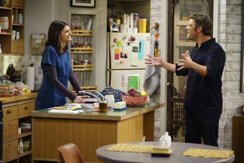 ÃÂShow HospitalityààChip and LeslieÃÂs patience is tested when they invite Rabbi Gil to stay with them after he discovers his wife is having an affair, on LIVING BIBLICALLY, Monday, April 16 (9:30-10:00PM, ET/PT) on the CBS Television Network. Pictured L-R: Lindsey Kraft as Leslie and Jay R. Ferguson as Chip Photo: Sonja Flemming/CBS é2017 CBS Broadcasting, Inc. All Rights Reserved