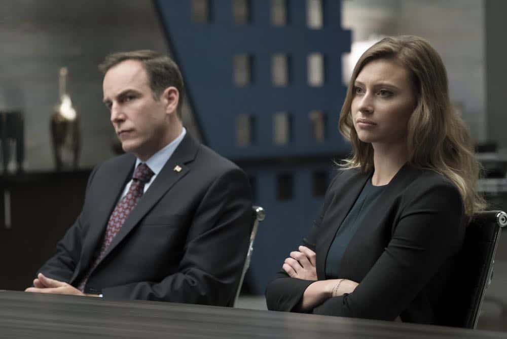 iZombie -- "Don't Hate the Player, Hate the Brain" -- Image Number: ZMB407a_0187b.jpg -- Pictured (L-R): Kurt Evans as D.A Baracus and Aly Michalka as Peyton -- Photo Credit: Katie Yu/The CW -- é 2018 The CW Network, LLC. All Rights Reserved