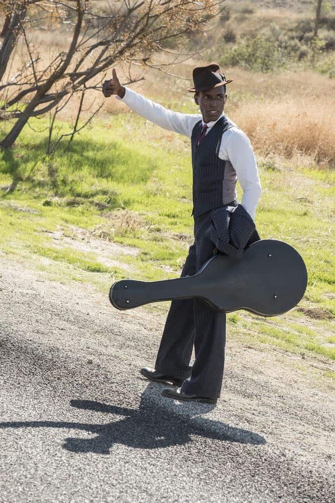 TIMELESS -- "King of Delta Blues" Episode 206 -- Pictured: (l-r) Kamal Naiqui as Robert Johnson -- (Photo by: Justin Lubin/NBC)