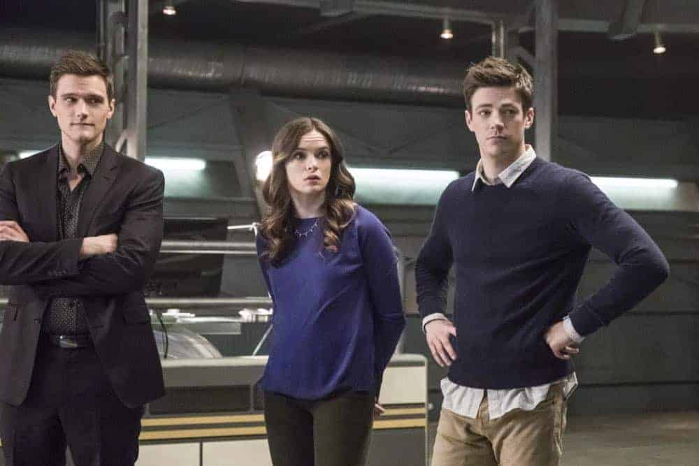 The Flash -- "Lose Yourself" -- Image Number: FLA418a_0092b.jpg -- Pictured (L-R): Hartley Sawyer as Dibney, Danielle Panabaker as Caitlin Snow and Grant Gustin as Barry Allen -- é 2018 The CW Network, LLC. All rights reserved