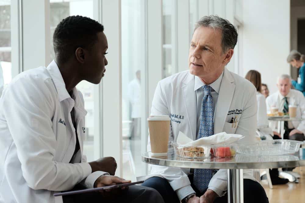 THE RESIDENT: L-R: Shaunette Renée Wilson and Bruce Greenwood in the "And the Nurses Get Screwed…" episode of THE RESIDENT airing Monday, April 23 (9:00-10:00 PM ET/PT) on FOX. ©2018 Fox Broadcasting Co. Cr: Guy D'Alema/FOX