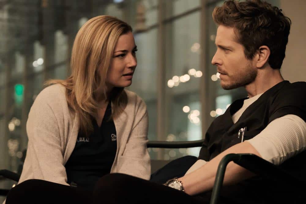 THE RESIDENT: L-R: Emily VanCamp and Matt Czuchry in the "And the Nurses Get Screwed…" episode of THE RESIDENT airing Monday, April 23 (9:00-10:00 PM ET/PT) on FOX. ©2018 Fox Broadcasting Co. Cr: Guy D'Alema/FOX