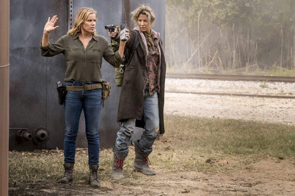 Kim Dickens as Madison Clark, Jenna Elfman as Naomi - Fear the Walking Dead _ Season 4, Episode 2 - Photo Credit: Richard Foreman, Jr/AMC