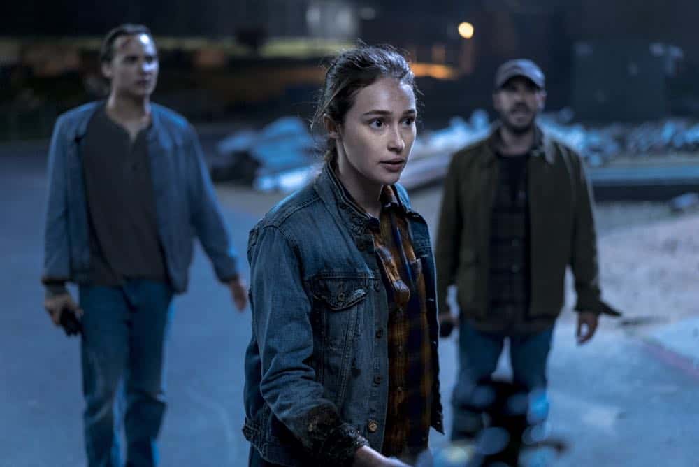 Alycia Debnam-Carey as Alicia Clark, Frank Dillaneas Nick Clark, Sebastian Sozzi as Cole - Fear the Walking Dead _ Season 4, Episode 2 - Photo Credit: Richard Foreman, Jr/AMC
