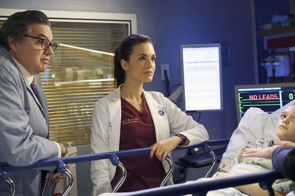 CHICAGO MED -- "An Inconvenient Truth" Episode 316 -- Pictured: (l-r) Oliver Platt as Daniel Charles, Torrey DeVitto as Natalie Manning -- (Photo by: Elizabeth Sisson/NBC) CHICAGO MED -- "An Inconvenient Truth" Episode 316 -- Pictured: (l-r) Oliver Platt as Daniel Charles, Torrey DeVitto as Natalie Manning -- (Photo by: Elizabeth Sisson/NBC)