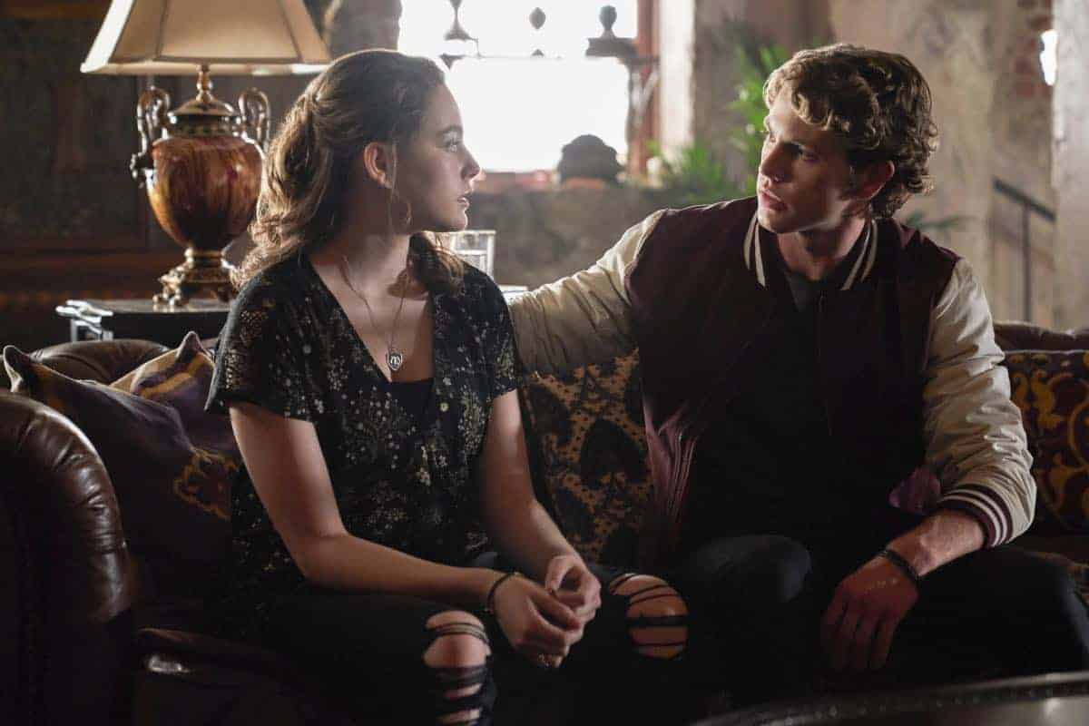 The Originals -- "One Wrong Turn on Bourbon" -- Image Number: OR502A_0139b.jpg -- Pictured (L-R): Jedidiah Goodacre as Roman and Danielle Rose Russell as Hope -- Photo: Bob Mahoney/The CW -- é 2018 The CW Network, LLC. All rights reserved.