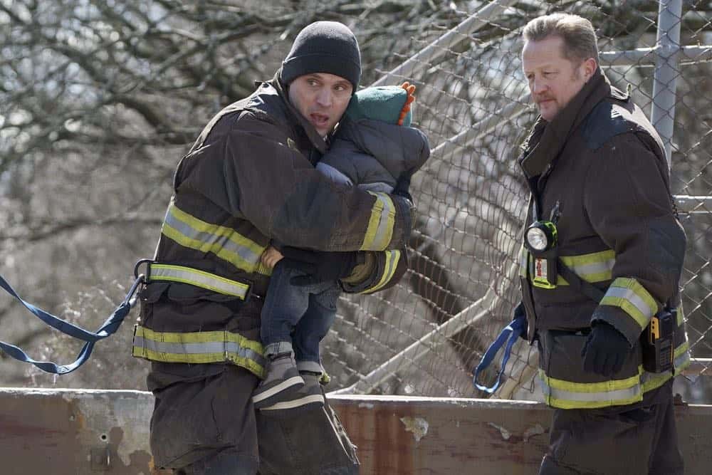 CHICAGO FIRE -- "Where I Want To Be" Episode 619 -- Pictured: (l-r) Jesse Spencer as Matthew Casey, Christian Stolte as Mouch -- (Photo by: Elizabeth Morris/NBC)