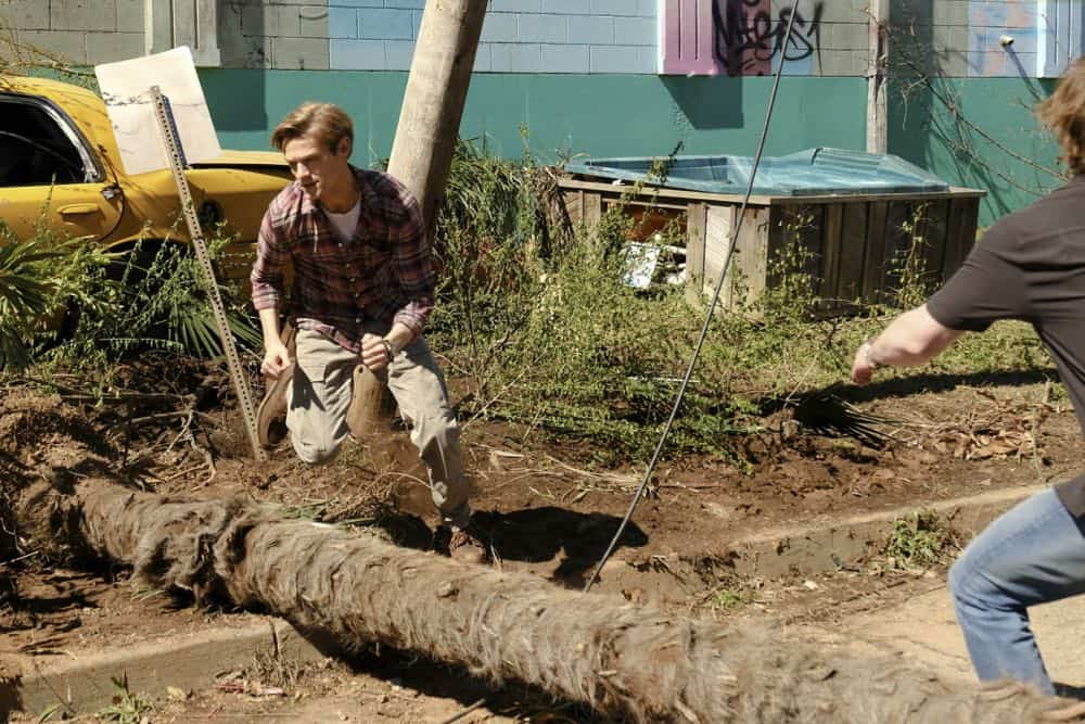 "Wind + Water" -- While MacGyver is in Puerto Rico helping his friend rebuild his hurricane-damaged home, he is taken hostage in the bank his friend manages when robbers attempt to steal $2 million, on MACGYVER, Friday, April 20 (8:00-9:00 PM, ET/PT) on the CBS Television Network. Pictured: Marc Manchaca, Lucas Till Photo: Guy D'Alema/CBS é2018 CBS Broadcasting, Inc. All Rights Reserved