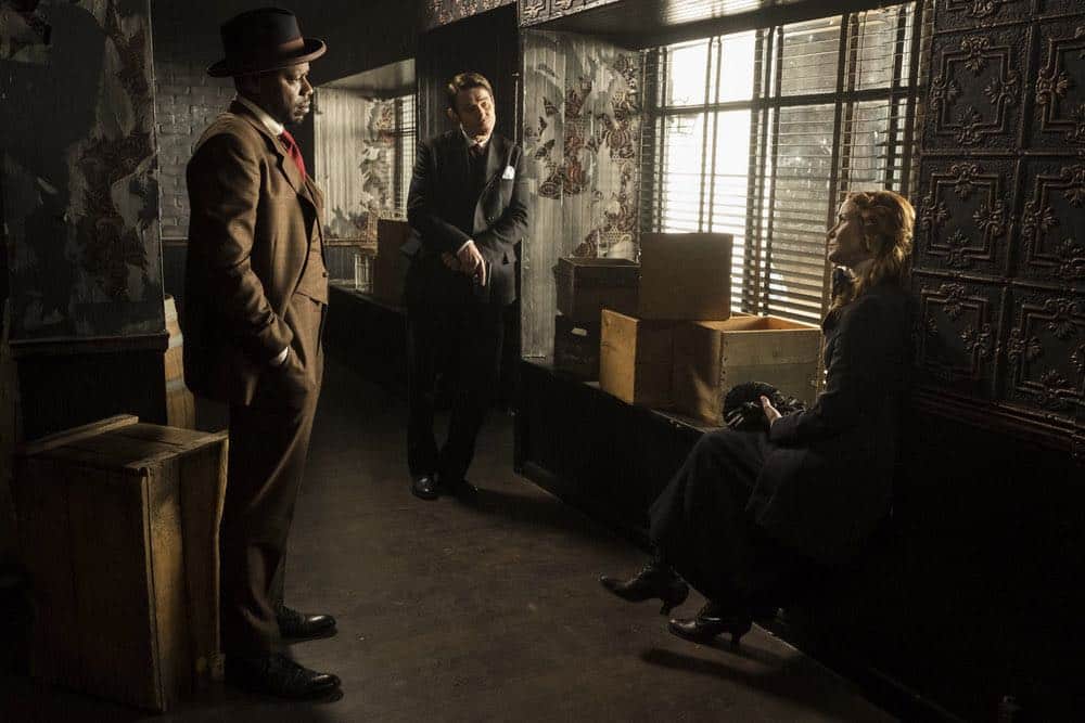 TIMELESS -- "Mrs. Sherlock Holmes" Episode 207 -- Pictured: (l-r) Malcolm Barrett as Rufus Carlin, Goran Visnjic as Garcia Flynn, Annie Wersching as Emma Whitmore -- (Photo by: Justin Lubin/NBC) TIMELESS -- "Mrs. Sherlock Holmes" Episode 207 -- Pictured: (l-r) Malcolm Barrett as Rufus Carlin, Goran Visnjic as Garcia Flynn, Annie Wersching as Emma Whitmore -- (Photo by: Justin Lubin/NBC)