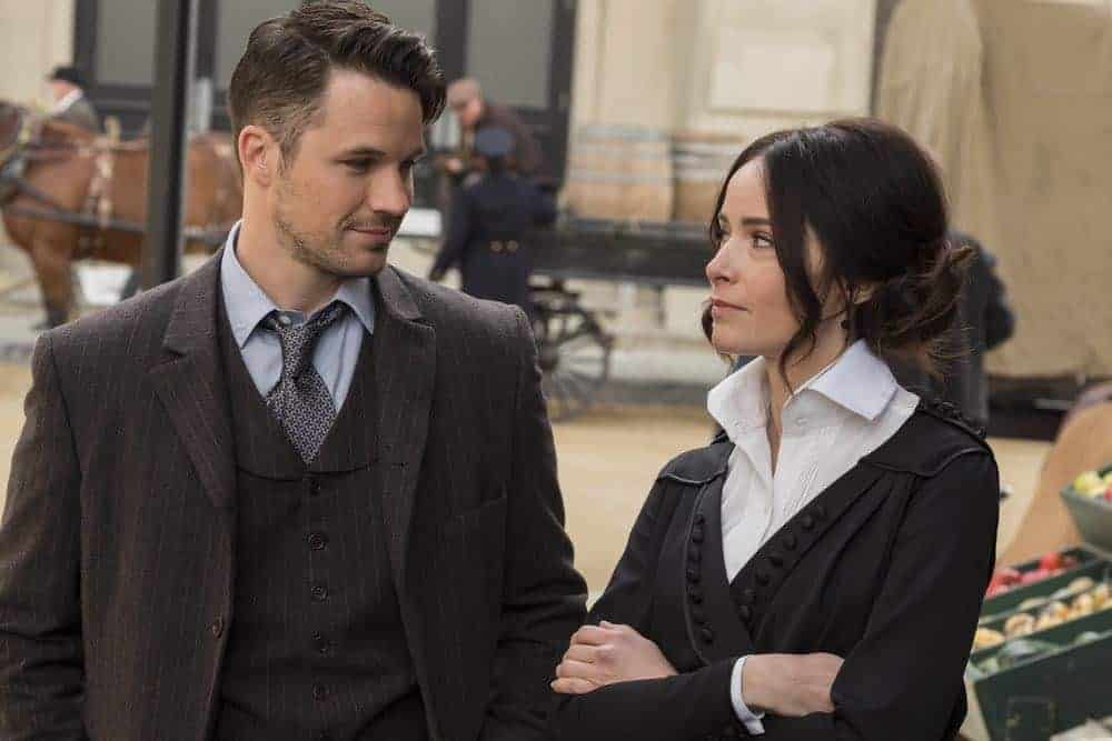 TIMELESS -- "Mrs. Sherlock Holmes" Episode 207 -- Pictured: (l-r) Matt Lanter as Wyatt Logan, Abigail Spencer as Lucy Preston -- (Photo by: Justin Lubin/NBC) TIMELESS -- "Mrs. Sherlock Holmes" Episode 207 -- Pictured: (l-r) Matt Lanter as Wyatt Logan, Abigail Spencer as Lucy Preston -- (Photo by: Justin Lubin/NBC)
