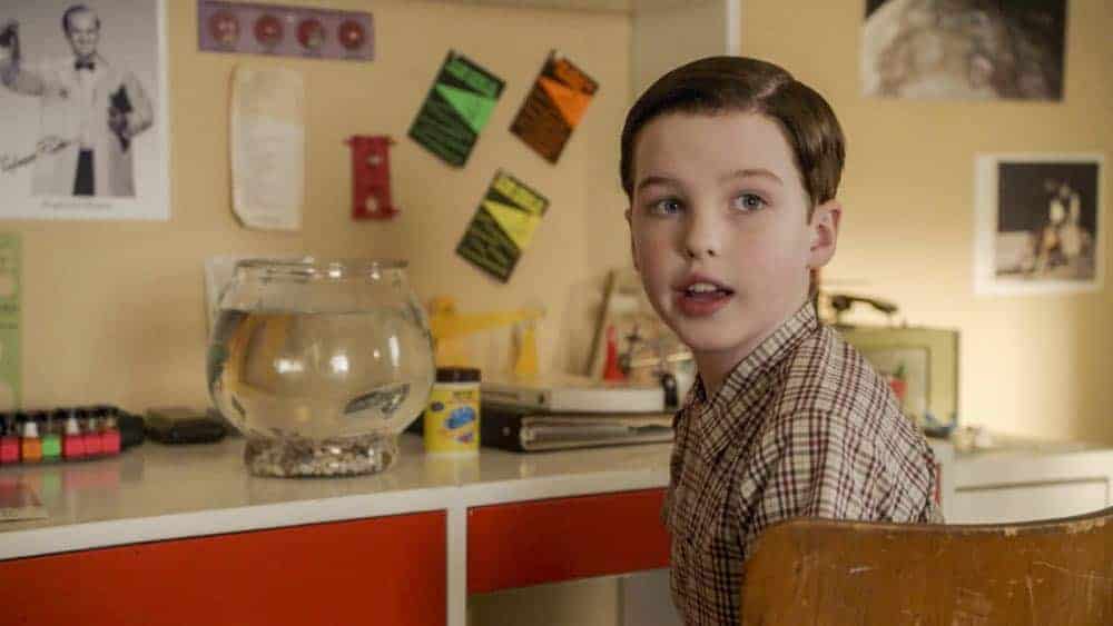 "A Dog, a Squirrel, and a Fish Named Fish" - Pictured: Sheldon (Iain Armitage). A battle erupts between the Coopers and Sparks when the Sparks' new dog terrorizes Sheldon, on YOUNG SHELDON, Thursday, April 26 (8:31-9:01 PM, ET/PT) on the CBS Television Network. Photo: Screen Grab/Warner Bros. Entertainment Inc. é 2018 WBEI. All rights reserved.