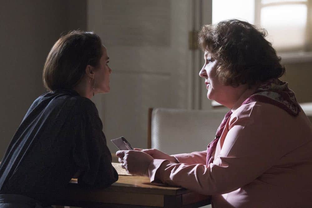 THE AMERICANS -- "The Great Patriotic War" -- Season 6, Episode 5 (Airs Wednesday, April 25, 10:00 pm/ep) -- Pictured: (l-r) Keri Russell as Elizabeth Jennings, Margo Martindale as Claudia. CR: Eric Liebowitz/FX
