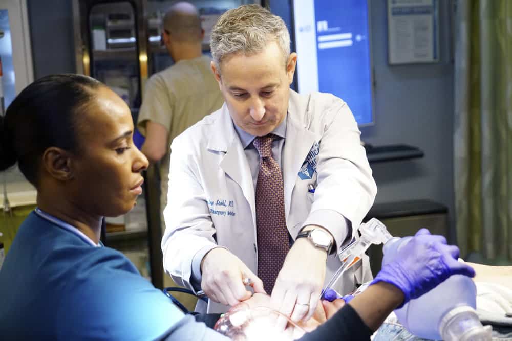 CHICAGO MED -- "The Parent Trap" Episode 317 -- Pictured: Eddie Jemison as Dr. Stohl -- (Photo by: Elizabeth Sisson/NBC)