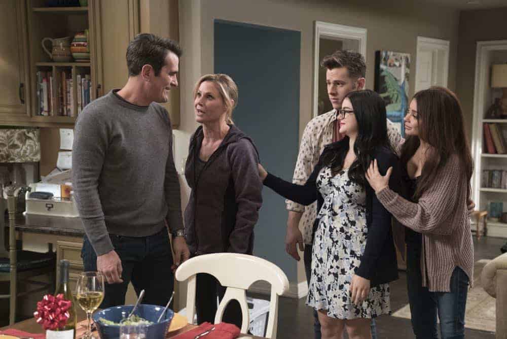 MODERN FAMILY - "Mother!" - When Dede drops in unexpectedly, Mitchell and Cam come to a realization about her effect on their lives; Phil, Luke, Alex and Haley all have different bad news to break to Claire and compete about when to do it, the tiny window of time after her monthly spa day when she's her most relaxed, on "Modern Family," WEDNESDAY, MAY 2 (9:00-9:31 p.m. EDT), on The ABC Television Network. (ABC/Eric McCandless)<br />