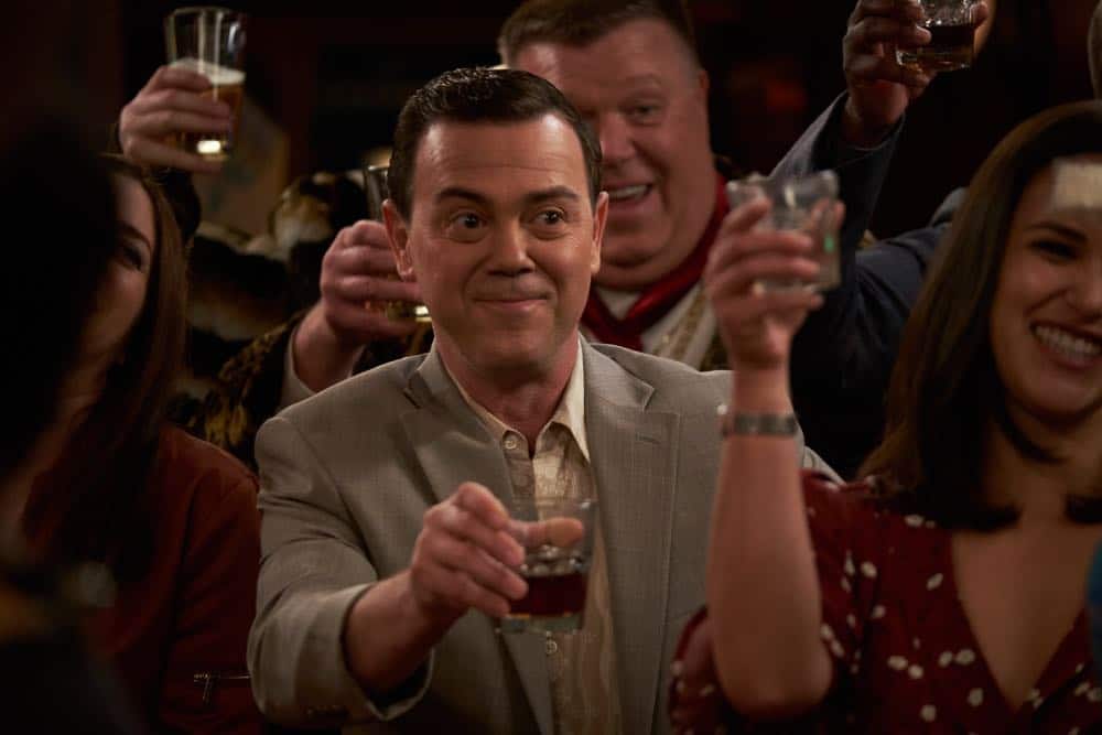 BROOKLYN NINE-NINE: L-R: Joe Lo Truglio, Joel McKinnon Miller and Melissa Fumero in the “Bachelor/ette Party” episode of BROOKLYN NINE-NINE airing Sunday, April 29 (8:30-9:00 PM ET/PT) on FOX. CR: FOX