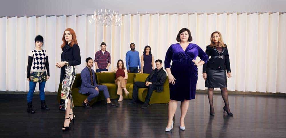 Erin Darke as Leeta, Julianna Margulies as Kitty, Ricardo Davila as Eladio, Will Seefried as Ben, Robin Weigert as Verena, Tramell Tillman as Steven, Rowena King as Cheryl, Adam Rothenberg as Dominic, Joy Nash as Plum Kettle, Tamara Tunie as Julia - Dietland _ Season 1, Gallery - Photo Credit: Erik Madigan Heck/AMC