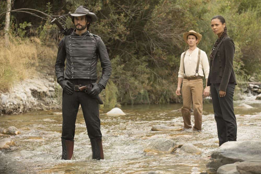 Episode 13 (season 2, episode 3), debut 5/6/18: Rodrigo Santoro, Simon Quarterman, Thandie Newton. photo: John P. Johnson/HBO