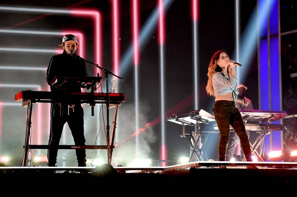 LAS VEGAS, NV - MAY 19: Zedd (L) and Maren Morris rehearse onstage for the 2018 Billboard Music Awards at MGM Grand Garden Arena on May 19, 2018 in Las Vegas, Nevada. (Photo by Kevin Winter/Getty Images for dcp) *** Local Caption *** Zedd; Maren Morris