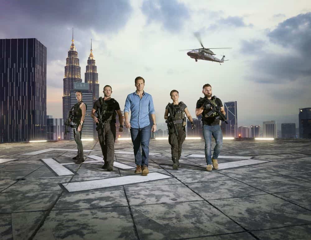 Yasemin Allen, Warren Brown, Jamie Bamber, Alin Sumarwata, Daniel MacPherson (Credit: Hal Shinnie/Cinemax) Yasemin Allen, Warren Brown, Jamie Bamber, Alin Sumarwata, Daniel MacPherson (Credit: Hal Shinnie/Cinemax)