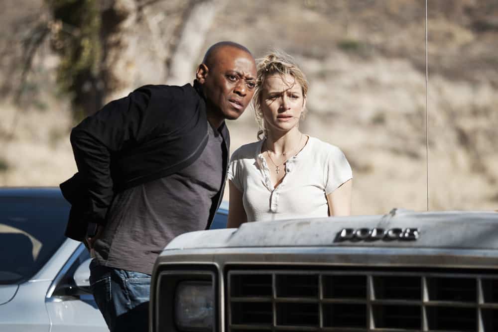 SHOOTER -- "Backroads" Episode 301 -- Pictured: (l-r) Omar Epps as Isaac Johnson, Shantel Vansanten as Julie Swagger -- (Photo by: Adam Rose/USA Network) SHOOTER -- "Backroads" Episode 301 -- Pictured: (l-r) Omar Epps as Isaac Johnson, Shantel Vansanten as Julie Swagger -- (Photo by: Adam Rose/USA Network)