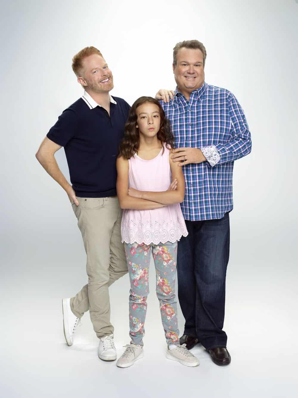 MODERN FAMILY - ABC's "Modern Family" stars Jesse Tyler Ferguson as Mitchell Pritchett, Aubrey Anderson-Emmons as Lily Tucker-Pritchett, and Eric Stonestreet as Cameron Tucker. (ABC/Robert Ashcroft) MODERN FAMILY - ABC's "Modern Family" stars Jesse Tyler Ferguson as Mitchell Pritchett, Aubrey Anderson-Emmons as Lily Tucker-Pritchett, and Eric Stonestreet as Cameron Tucker. (ABC/Robert Ashcroft)