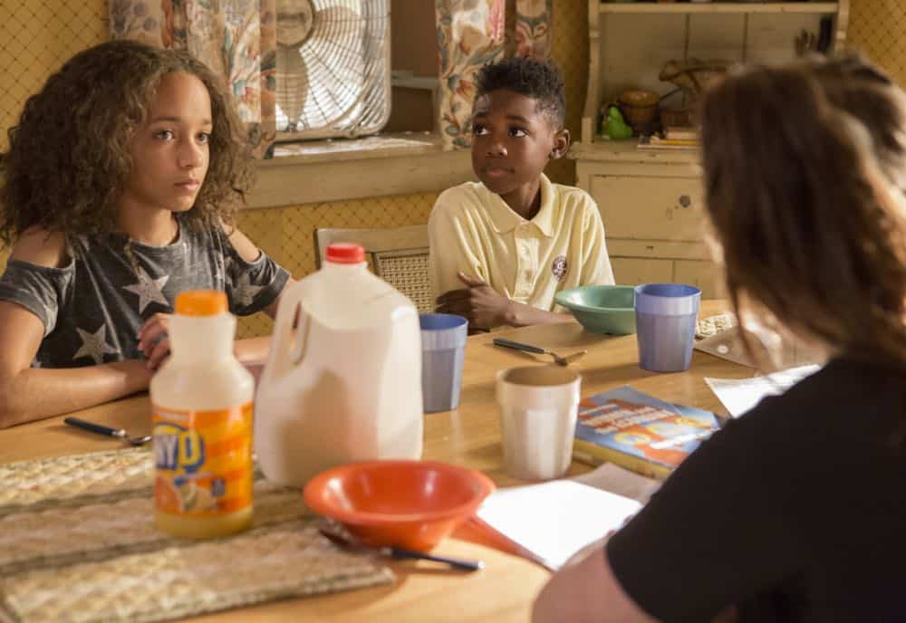 Amirah Johnson as Xan and Christian Isaiah as Liam Gallagher in SHAMELESS (Season 9, Episode 02, "Mo White for President"). - Photo: Paul Sarkis/SHOWTIME - Photo ID: SHAMELESS_902_858