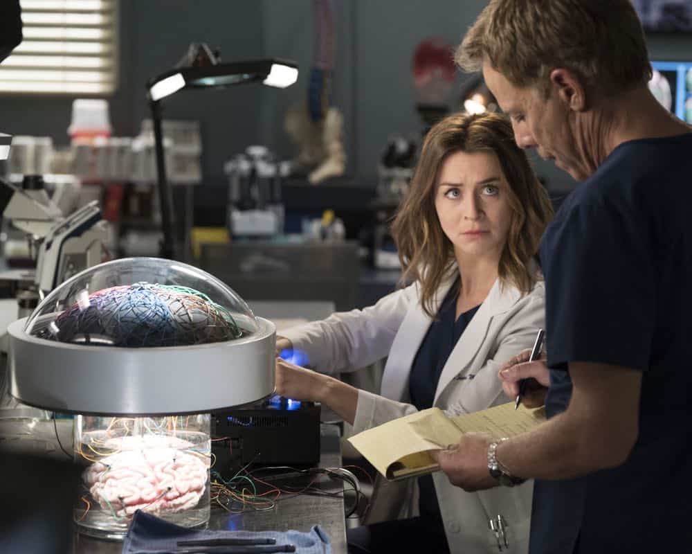 GREY'S ANATOMY - "With a Wonder and a Wild Desire"/"Broken Together" - During the first hour of the two-hour season premiere, the doctors at Grey Sloan Memorial vie for a new position. Meredith is seemingly distracted and struggles to stay focused, and Maggie finds herself the keeper of a big secret while Amelia and Owen try to figure out their relationship. Meanwhile, Jo and Alex's honeymoon doesn't go exactly as planned. In the second hour, new doctors continue to shake up the hospital in typical Grey Sloan manner. Meredith bonds with a patient while Jackson struggles with the meaning behind recent experiences; and after making a life-changing decision, Jo forms an unexpected alliance. The two-hour season premiere of "Grey's Anatomy" airs THURSDAY, SEPT. 27 (8:00-10:00 p.m. EDT), on The ABC Television Network. (ABC/Eric McCandless) CATERINA SCORSONE, GREG GERMANN