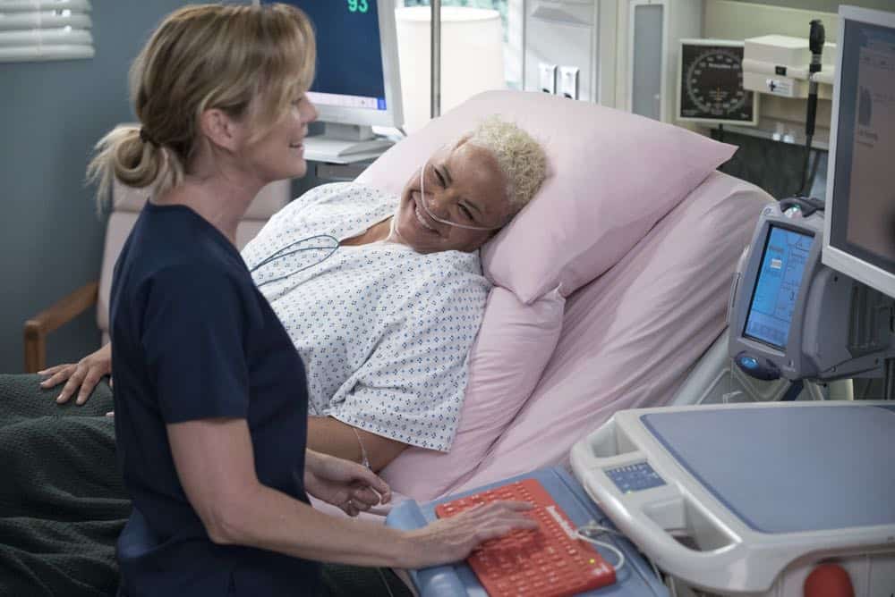 GREY'S ANATOMY - "With a Wonder and a Wild Desire"/"Broken Together" - During the first hour of the two-hour season premiere, the doctors at Grey Sloan Memorial vie for a new position. Meredith is seemingly distracted and struggles to stay focused, and Maggie finds herself the keeper of a big secret while Amelia and Owen try to figure out their relationship. Meanwhile, Jo and Alex's honeymoon doesn't go exactly as planned. In the second hour, new doctors continue to shake up the hospital in typical Grey Sloan manner. Meredith bonds with a patient while Jackson struggles with the meaning behind recent experiences; and after making a life-changing decision, Jo forms an unexpected alliance. The two-hour season premiere of "Grey's Anatomy" airs THURSDAY, SEPT. 27 (8:00-10:00 p.m. EDT), on The ABC Television Network. (ABC/Eric McCandless) ELLEM POMPEO, CAROLINE CLAY