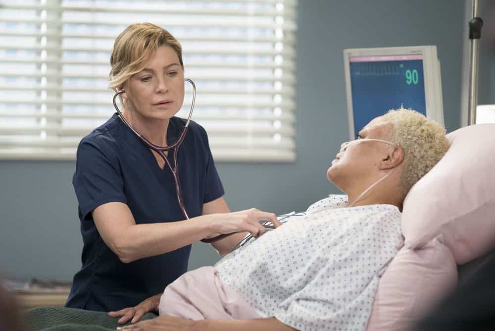 GREY'S ANATOMY - "With a Wonder and a Wild Desire"/"Broken Together" - During the first hour of the two-hour season premiere, the doctors at Grey Sloan Memorial vie for a new position. Meredith is seemingly distracted and struggles to stay focused, and Maggie finds herself the keeper of a big secret while Amelia and Owen try to figure out their relationship. Meanwhile, Jo and Alex's honeymoon doesn't go exactly as planned. In the second hour, new doctors continue to shake up the hospital in typical Grey Sloan manner. Meredith bonds with a patient while Jackson struggles with the meaning behind recent experiences; and after making a life-changing decision, Jo forms an unexpected alliance. The two-hour season premiere of "Grey's Anatomy" airs THURSDAY, SEPT. 27 (8:00-10:00 p.m. EDT), on The ABC Television Network. (ABC/Eric McCandless) ELLEM POMPEO, CAROLINE CLAY