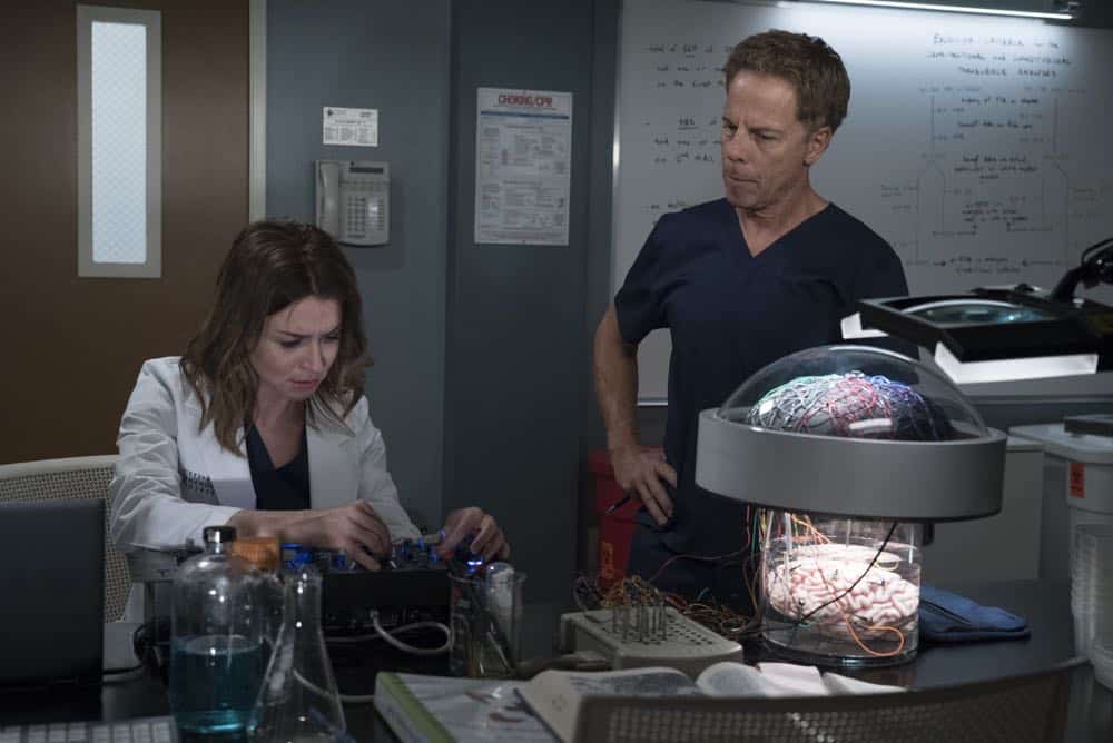 GREY'S ANATOMY - "With a Wonder and a Wild Desire"/"Broken Together" - During the first hour of the two-hour season premiere, the doctors at Grey Sloan Memorial vie for a new position. Meredith is seemingly distracted and struggles to stay focused, and Maggie finds herself the keeper of a big secret while Amelia and Owen try to figure out their relationship. Meanwhile, Jo and Alex's honeymoon doesn't go exactly as planned. In the second hour, new doctors continue to shake up the hospital in typical Grey Sloan manner. Meredith bonds with a patient while Jackson struggles with the meaning behind recent experiences; and after making a life-changing decision, Jo forms an unexpected alliance. The two-hour season premiere of "Grey's Anatomy" airs THURSDAY, SEPT. 27 (8:00-10:00 p.m. EDT), on The ABC Television Network. (ABC/Eric McCandless) CATERINA SCORSONE, GREG GERMANN