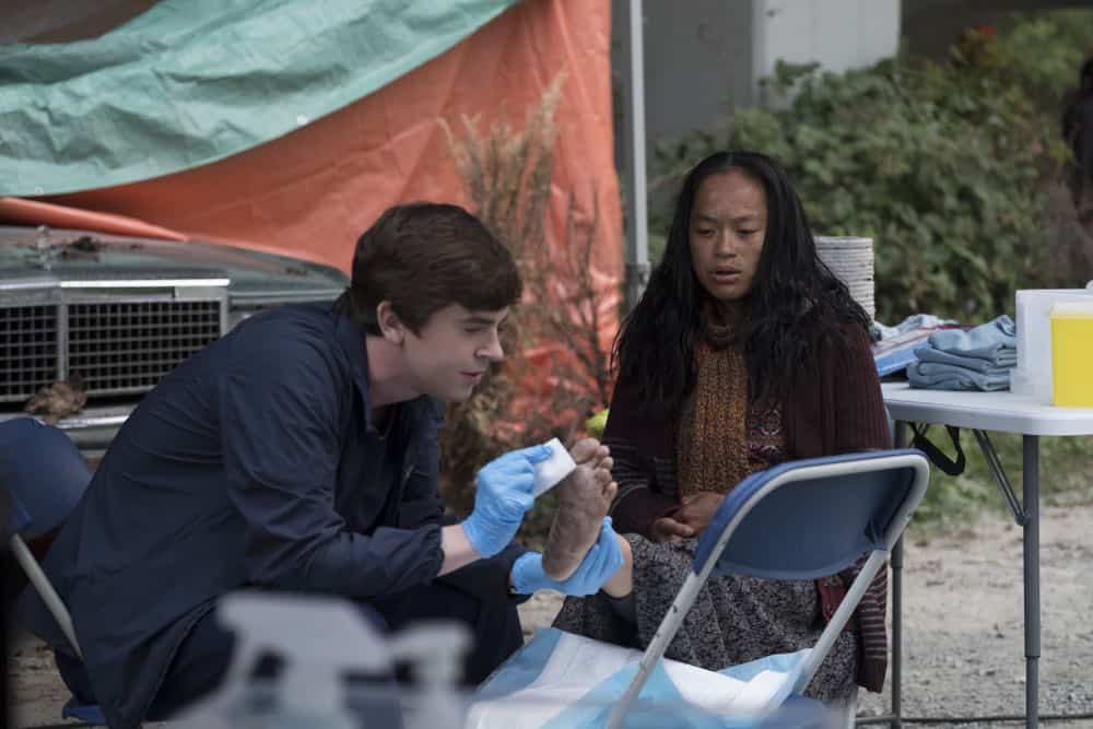 THE GOOD DOCTOR - "Hello" - Shaun’s (Freddie Highmore) proposed treatment for a homeless patient puts him and Jared (Chuku Modu) in Andrews’ (Hill Harper) crosshairs. Meanwhile, Claire (Antonia Thomas) tries to overcome Melendez’s (Nicholas Gonzalez) reluctance to do a risky heart operation while Glassman (Richard Schiff) must overcome his personal feelings about his oncologist, Dr. Marina Blaize (guest star Lisa Edelstein), and face a difficult decision about his health, on the season premiere of "The Good Doctor," MONDAY, SEPT. 24 (10:00-11:00 p.m. EDT), on The ABC Television Network. (ABC/Jeff Weddell) FREDDIE HIGHMORE